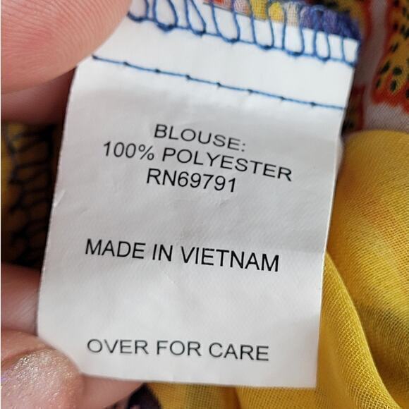 HPAnthropologie Floral Stripe Sheer Long Sleeve Henley Tie Front Blouse - Picture 12 of 13